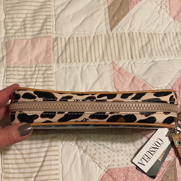 Retired Consuela Mona Turquoise and Black Leopard Wristlet New - Picture 3 of 4